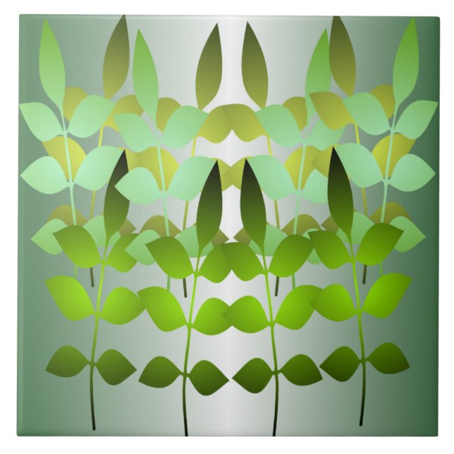 Green Leaf Ceramic Tile (Front)