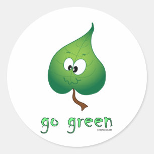 Green Leaf Classic Round Sticker