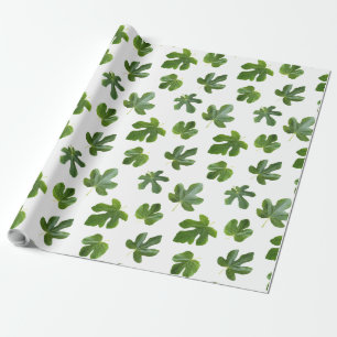 Green leaf closeup isolated on black background wrapping paper