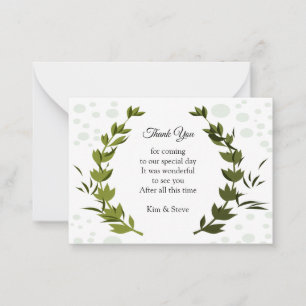 Green Leaf Dot Pattern Thank You Card