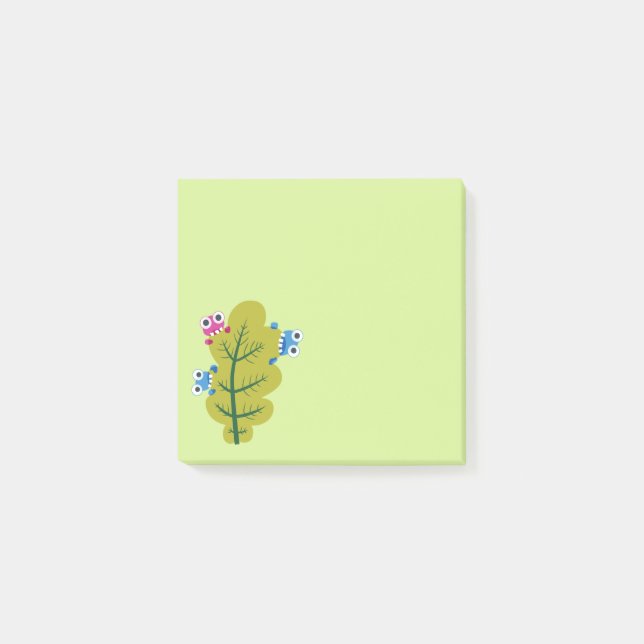 Green Leaf Eaters Cute Cartoon Bugs Post-it Notes (Front)