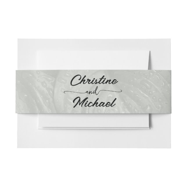 Green leaf elegant greenery spring wedding invitation belly band (Front Example)