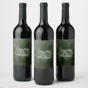 Green leaf elegant greenery spring wedding wine label