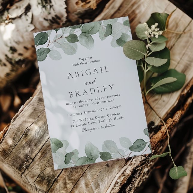 Green Leaf Elegant Modern Wedding Invitation (Creator Uploaded)
