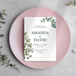 Green Leaf Eucalyptus Elegant Wedding Invitation