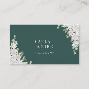 Green Leaf Floral Flat Wedding Place Card