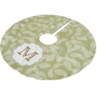 Green Leaf Floral Foli Monogram Initial Tree Skirt
