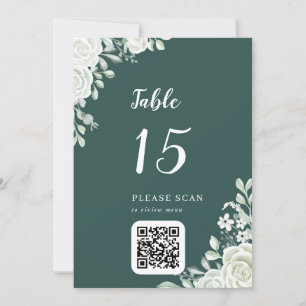 Green Leaf Floral QR Code Table Number