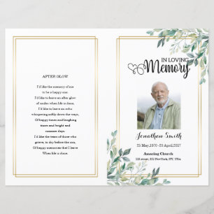 Green leaf Funeral Program template