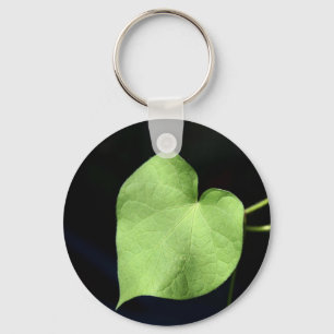 Green Leaf Heart Photo Basic Button Keaychain Keychain