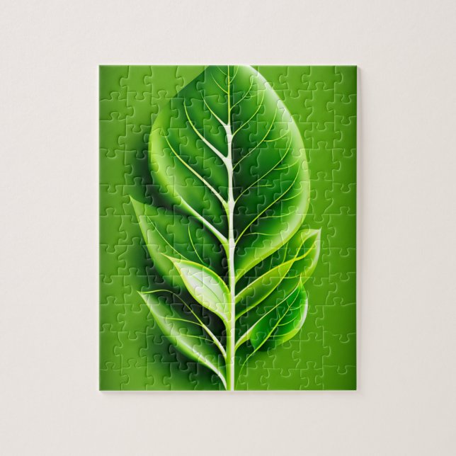 Green Leaf Jigsaw Puzzle (Vertical)
