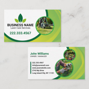 Green Leaf Lawn Care Logo Landscaping Business Card