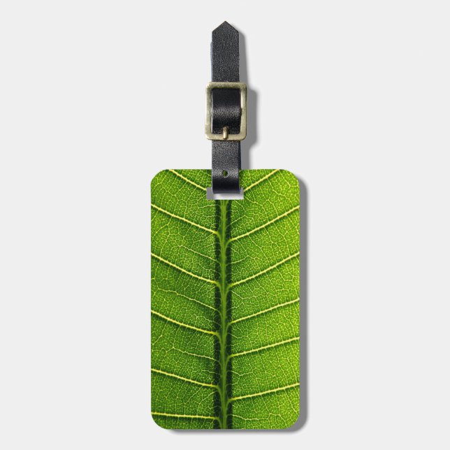 Green leaf luggage tag (Front Vertical)