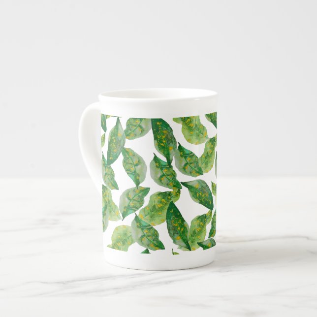 Green leaf mug (Front Left)
