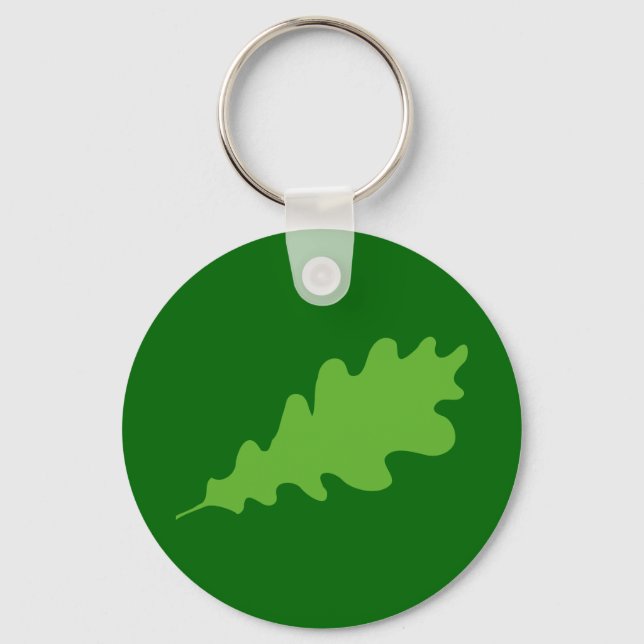 Green Leaf, Oak Tree leaf Design. Keychain (Front)