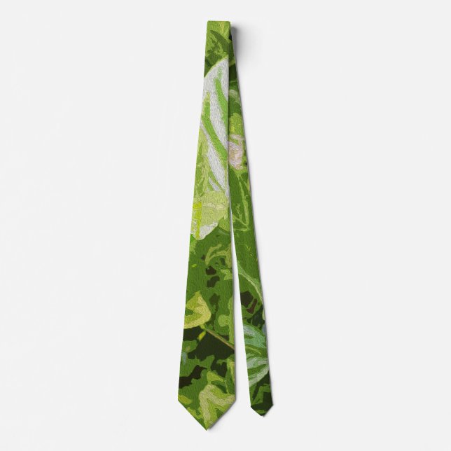 Green Leaf Oil Painting, Tie (Front)