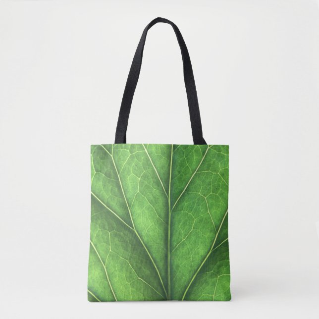 Green leaf on a market tote bag (Front)