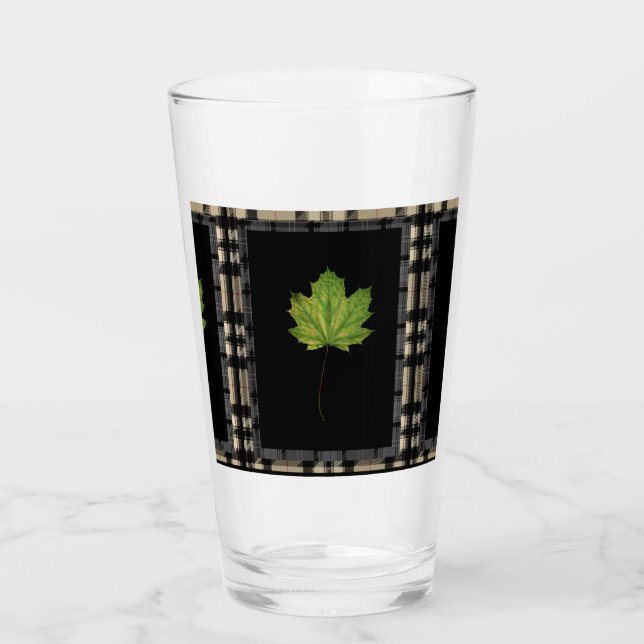 GREEN LEAF ON BLACK GLASS (Front)