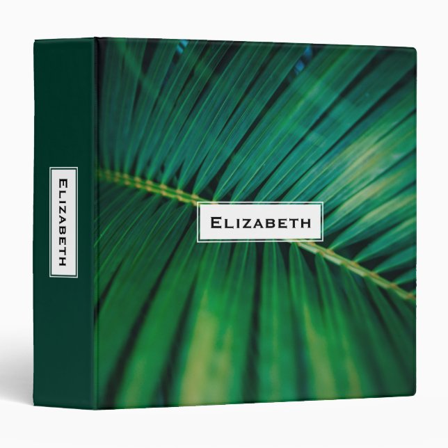 Green Leaf Palm Frond Tropical Nature Photo Binder (Front/Spine)