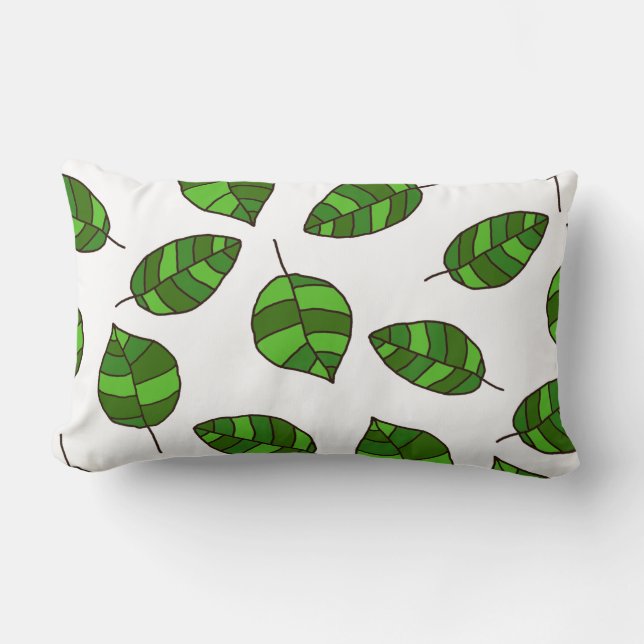 Green leaf pattern adjustable lumbar pillow (Front)