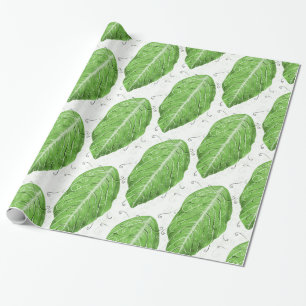 Green Leaf Pattern Botanical Wrapping Paper