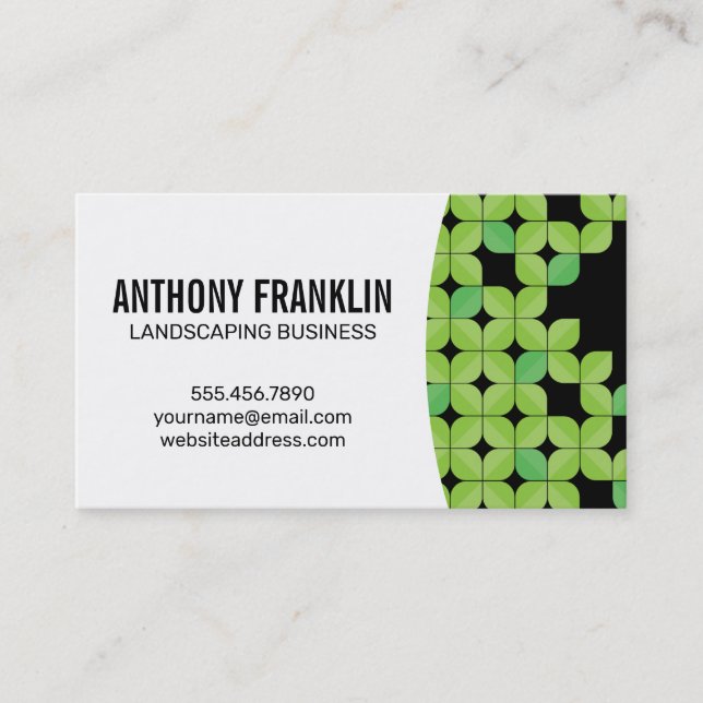 Green Leaf Pattern Business Card (Front)