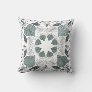 Green Leaf Pattern Designer Pilow Throw Pillow