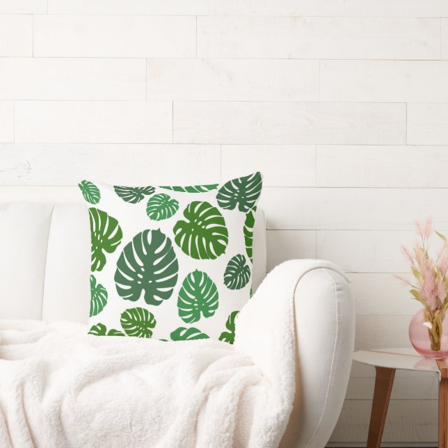 Green leaf pattern  throw pillow (Couch)