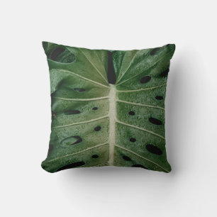 Green leaf plant throw pillow