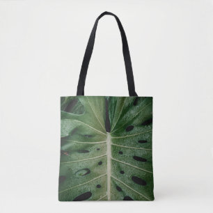 Green leaf plant tote bag