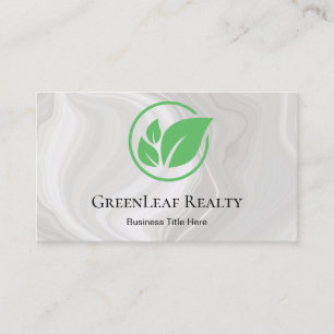 Green leaf Real estate white Marble custom Business Card