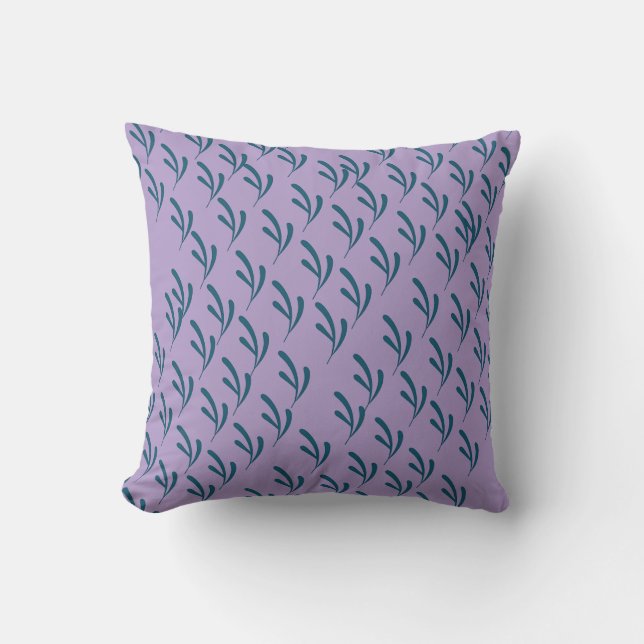 Green Leaf Repeat Lilac  Throw Pillow (Front)