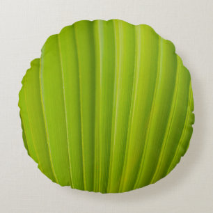 Green leaf round pillow