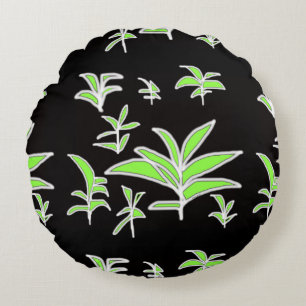 Green Leaf Round Pillow