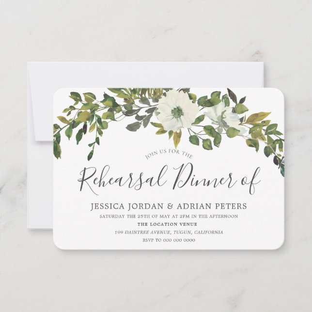 Green Leaf Rustic Country Rehearsal Dinner Invitation (Front)