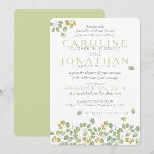 Green Leaf Simplicity 5x7 Wedding Invitation Card