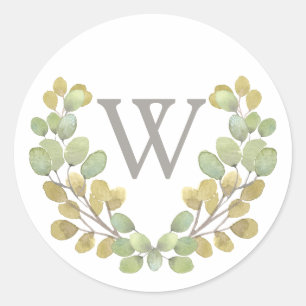 Green Leaf Simplicity Monogram Wreath Sticker