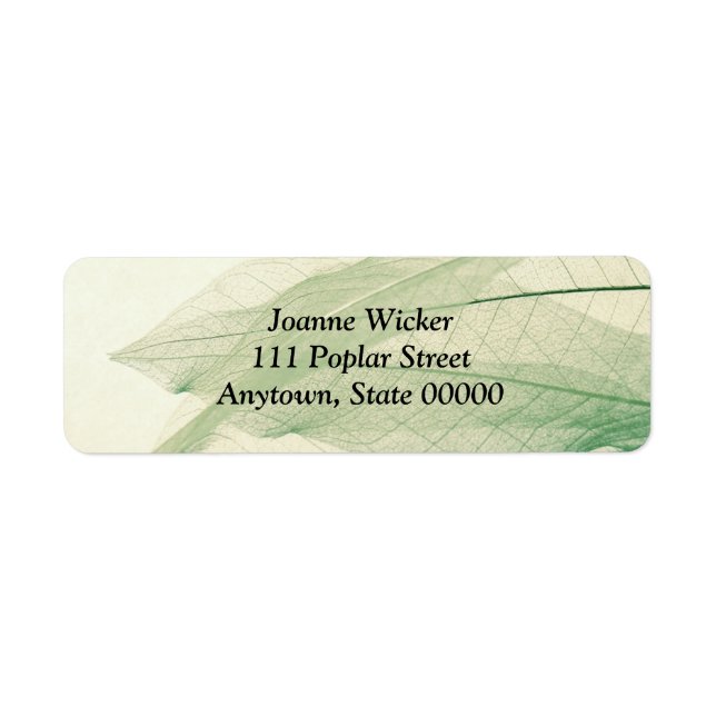 Green leaf skeletons small address label (Front)