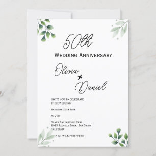 Green Leaf' Standard 50th Wedding Anniversary  Invitation
