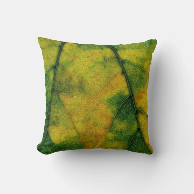 Green Leaf Throw Pillow (Front)