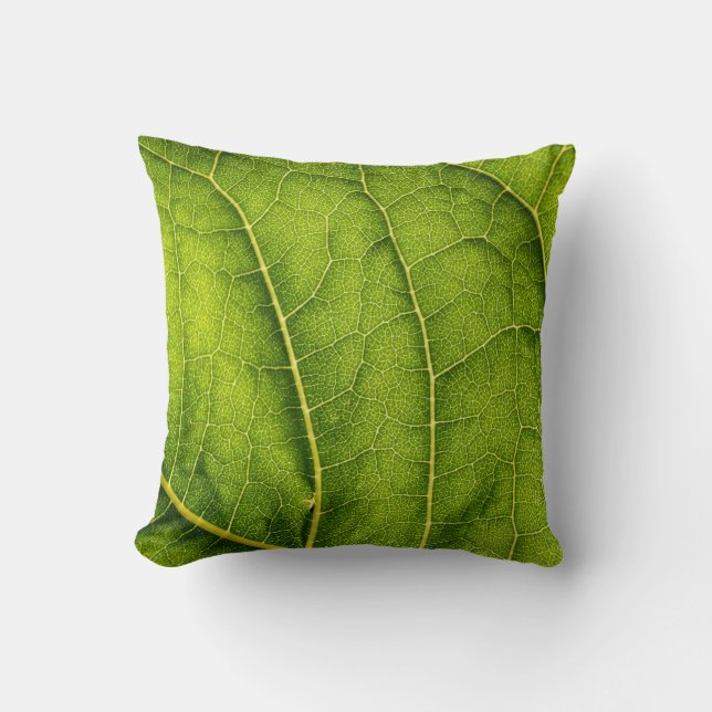 Green leaf throw pillow (Front)