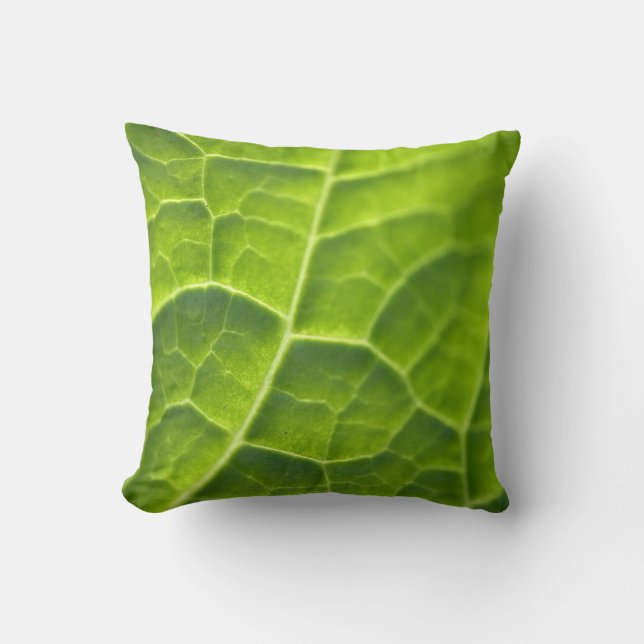 Green Leaf Throw Pillow (Front)