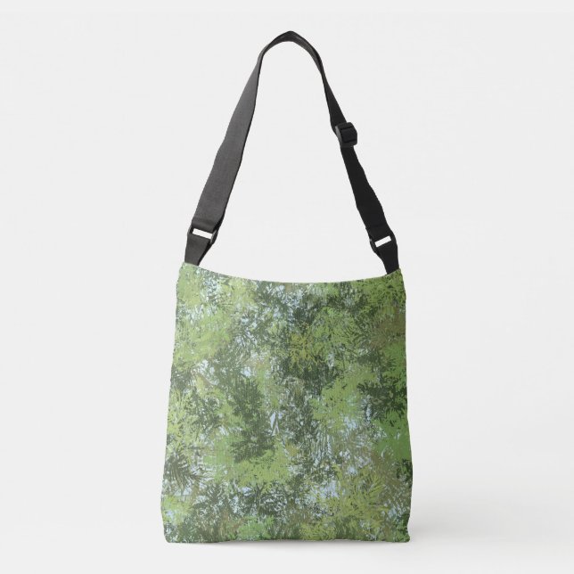 Green Leaf Trees With Blue Sky Peaking Through Art Crossbody Bag (Front)