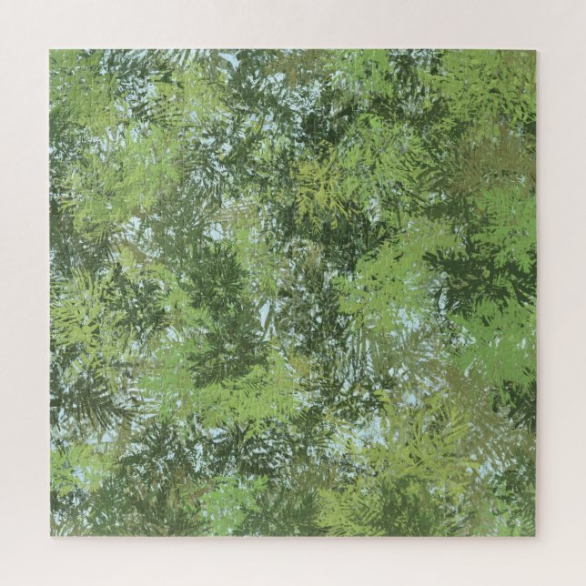 Green Leaf Trees With Blue Sky Peaking Through Art Jigsaw Puzzle (Vertical)