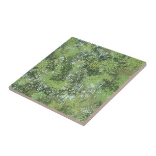 Green Leaf Trees With Blue Sky Peaking Through Art Tile