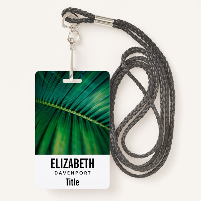 Green Leaf Tropical Forest Nature Photo Badge (Front with Lanyard)
