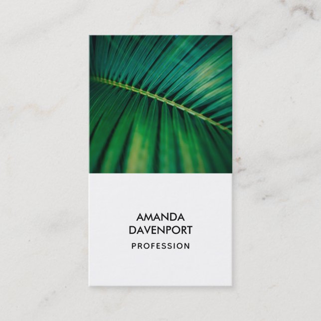 Green Leaf Tropical Forest Nature Photo Business Card (Front)