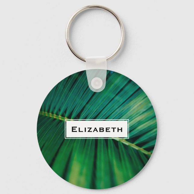 Green Leaf Tropical Forest Nature Photo Keychain (Front)