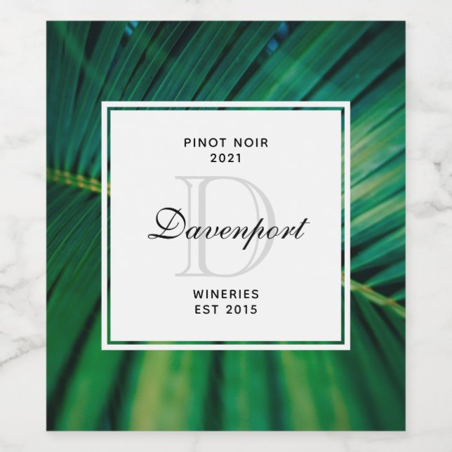 Green Leaf Tropical Forest Nature Photo Winery Wine Label (Single Label)