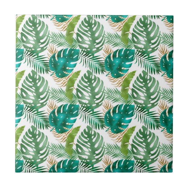 Green Leaf Variety Metallic Colours Summer Vibes Tile (Front)